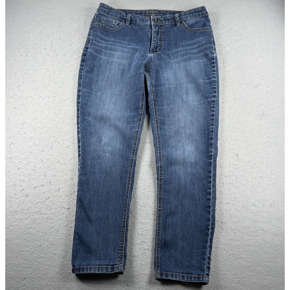 Ruff Hewn Jeans Womens 12P Blue Petite Stretch Denim Skinny Five Pocket Mid Wash